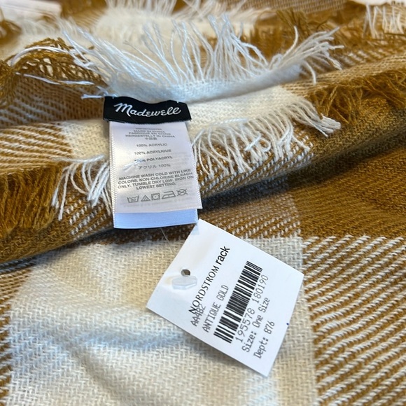 Madewell Buffalo Check Blanket Scarf Antique Gold NWT - Picture 2 of 9